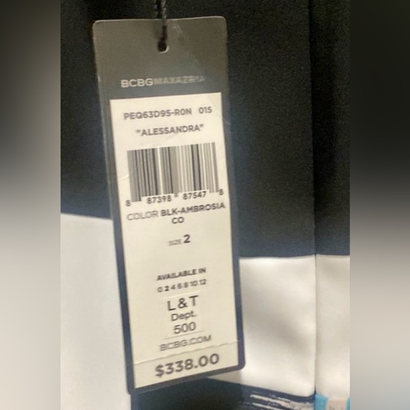 BCBGMaxAzria Sleeveless Alessandra Asymmetrical Handkerchief Peplum Mini Dress - Picture 9 of 10